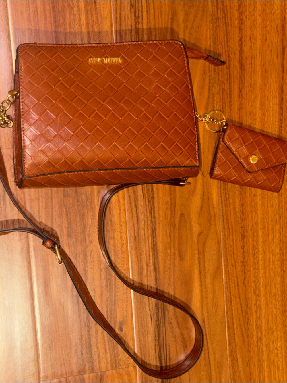 Steve Madden Quilted Tan/Brown Crossbody with Coin Pouch